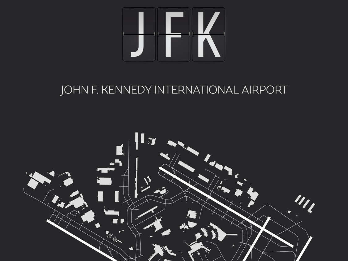 Wall Map Print F. JFK Art Wanderlust – New Kennedy Massive Airport John York
